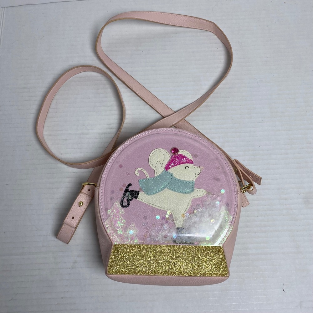 Bath Body Works Pink Mouse Ice Skating Snow Globe Crossbody‎ Bag Kids